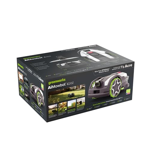 Image of Greenworks C20Z Wire-Free Robotic Lawn Mower, up to 1 /2 Acre, RTKVision Navigation, 24-Degree Slope Climbing, Smart Obstacle Avoidance, App Control with Electric Height Adjustment