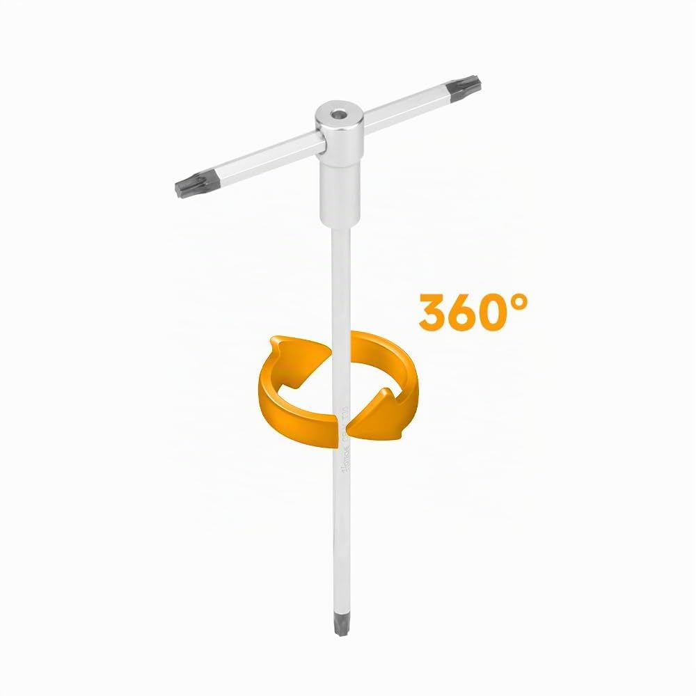 Hoteche Set di 9 chiavi Torx T8-T40 | CRV cromo vanadio | cromato opaco con impugnatura a T