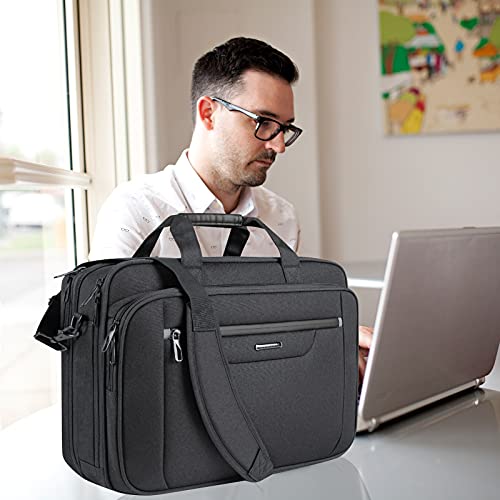 VANKEAN Laptop-Tasche Laptop-Aktentasche für bis zu 18-Zoll-Laptops XXL Wasserabweisende Gaming-Computertasche für Männer Frauen Erweiterbare Kapazität für Reisen/Geschäft/Schule - Schwarz
