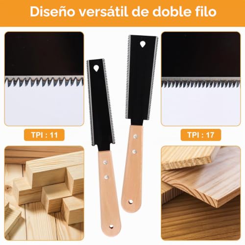 Miniatura 4 de Tahbarshi 4 Piezas Sierra Japonesa Para Madera Sierra De Mano Mini Sierra De Doble Filo Sierras De Dientes Finos Con Mango De Madera Para Cortar Maderas, Bricolaje Hecho A Mano Negro