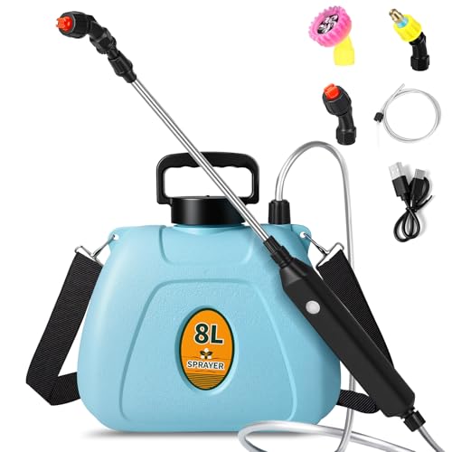 2 Gallon Battery Powered Garden Sprayer,2025 Upgraded Electric Weed Sprayer with 3 Adjustable Speed,...