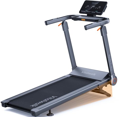 Vitalwalk Foldable Treadmill with Auto Incline, 48'x18' Wide Running Belt, 10MPH, 3.5HP Brushless,...