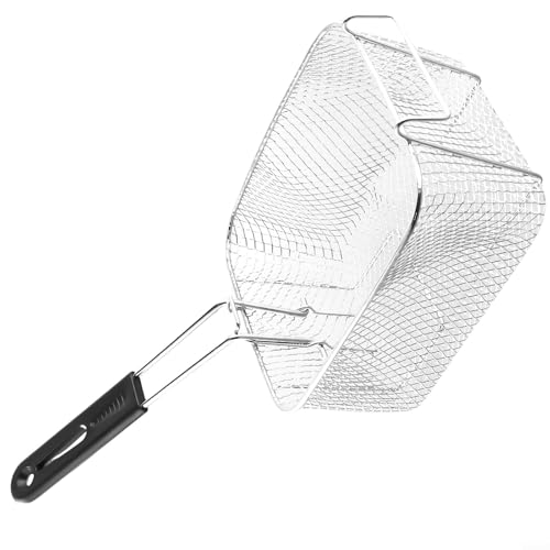 Cesta para Freidora de Acero Inoxidable con Recubrimiento de Níquel para Mini Brochetas, Papas Fritas y Pescado, 20.5 x 18.5 x 10.5 cm, Compatible con Freidoras de 10L y 20L miniatura 4