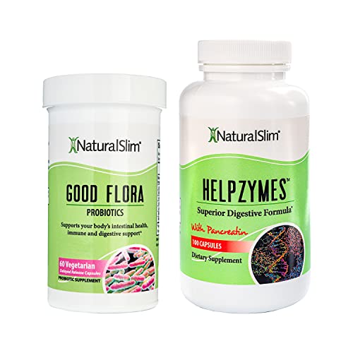 NaturalSlim Digestive Health Bundle – Good Flora & Helpzymes - Potent Probiotics & Powerful Digestive Enzymes for Better Digestion & Absorption of Food Nutrients | Formulated by Frank Suarez