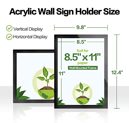 Vaiigo 8.5" X 11" Acrylic Magnetic Sign Holder Wall Mount, Self Adhesive Magnetic Display Frame With Nano Tape And Strong Magnetic Border For Wall, Door, Glass, Home, Store, Office (Black, 3Pack) #TOP2