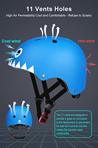 Glaf Toddler Helmet Kids Bike Helmets For 8-14 Years Old Boys Girls Multi-Sport Helmet Adjustable Skateboard Bicycle Helmet Lightweight 3 Sizes For Toddler To Youth (Blue White, Medium) #TOP3