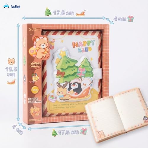 Image of FunBlast Diary for Girls - Christmas Kawaii Diary with Puffy Buckle Lock, Journal Diaries for Girls, Notepad for Students Stationary Items, Birthday Gifts (112 Sheets) (Tree)