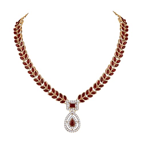 Image of Atasi International AD Diamond Kundan Style Silver Plated Crystals Necklace