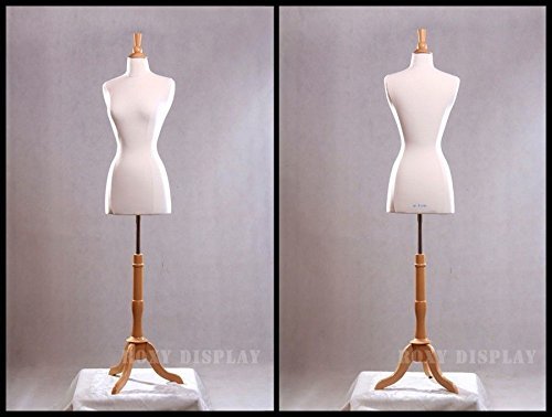 (Jf-F2/4W+Bs-01Nx) Roxy Display New White Female Dress Form Body Form With Base And Necktop Size 2-4 34" 22" 34" (Bs-01Nx, White) #TOP1