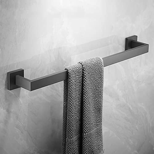 Modern Gray Bathroom Accessories Set - Towel Rack Toilet Paper Holder Towel Rail Hook Soap Dish Toilet Brush & Double Layer Basket - Stylish & Functional Bathroom Organization