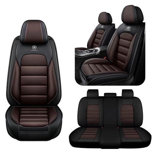 5 Seat Covers for Chrysler Pacifica 2004-2026 Breathable Car Seat Covers,Anti-Slip Waterproof Car Seat Protectors with Airbag,Automotive Vehicle Cushion with Storage Pockets (Standard,Brown)
