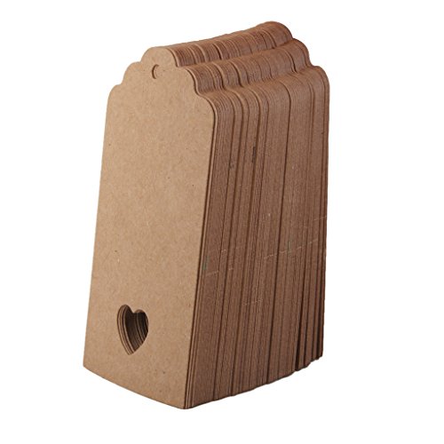 Tojwi 100Pcs Hollow Heart Kraft Paper Gift Tags Wedding Party Favours (Brown) #TOP4