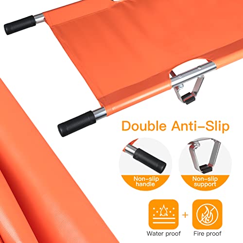 Folding Stretcher and Transfer Nursing Sling for Medical Emergency Rescue, Portable Ambulance Stretcher with Upgraded Aluminum Alloy and Genuine PVC for Patient Transport - Thumbnail 5
