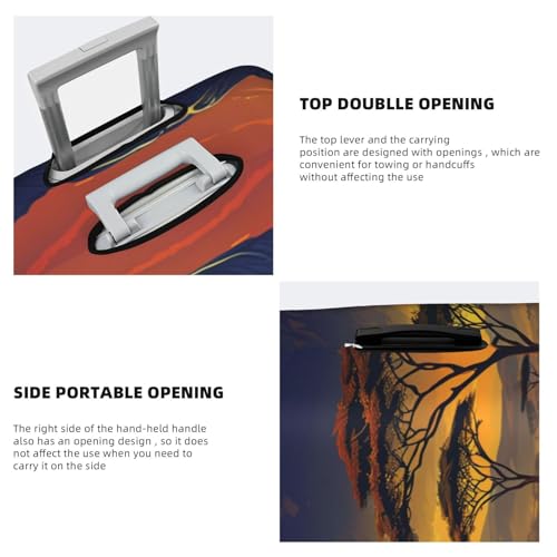 Stretch Luggage Cover for Travel, African Savanna Sunset Print Luggage Case Cover, Easy Find Suitcase Protector 5