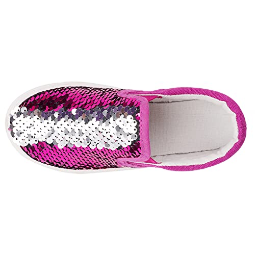 Toandon Toddler Girls Sneakers Loafer Shoes Slip On Little Kids Baby Canvas Flipping Sequins Color Change Glimmer Glitter Sparkle Low Top Non Slip Rubber Sole Lightweight Fashion Casual Pink Size 7 #TOP2