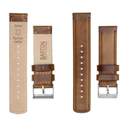 Image of BARTON WATCH BANDS - Top Grain Leather Watch Bands Compatible with Apple Watch Models - 1, 2, 3, 4, 5, 6, 7, 8, 9, 10, SE, Ultra & Ultra 2