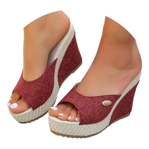 Mules à talon compensé pour femme confortables et légères avec bride large unie