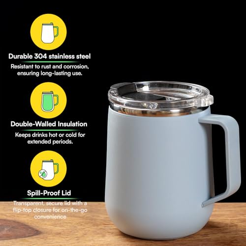 Image of Udyan Tea 500ml Stainless Steel Insulated Mug with Double-Walled Design | Spill-Proof Flip-Top Lid & Comfortable Handle| Ideal Gift for All Occasions