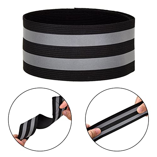 Donluhu 4 Stück Reflektorband für Outdoor Joggen Laufen, [40 x 5 cm, Schwarz], Hosenklammer Fahrrad Hosenschutz, Sicherheits Reflektoren Kleidung, Reflektierende Armband (Reflexionsfläche 0,02 m²‌)