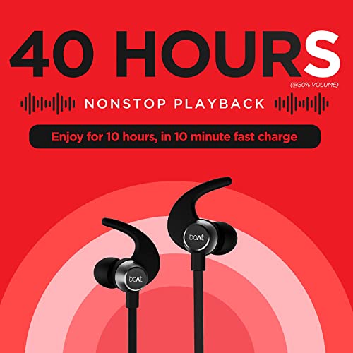 Image of (Refurbished) boAt Rockerz 255 Pro+ Wireless In Ear Earphones with 40 Hours Battery, ASAP Charge, IPX7, Bluetooth Version 5.0, 10mm Drivers and Voice Assistant with mic (Active Black)