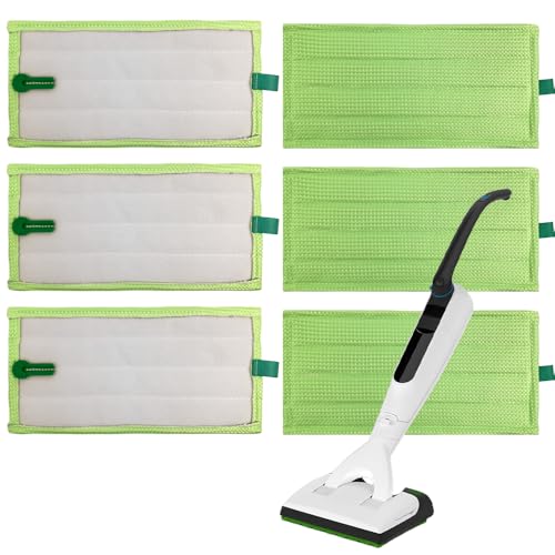ASOUUNLD 6 Unidades de Almohadillas de Microfibra Compatibles con Vorwerk Suelo Duro MF600/SP600/SPB100/SP7, Paños Limpieza de Repuesto para Kobold Paño de Microfibra Reutilizable y Lavable