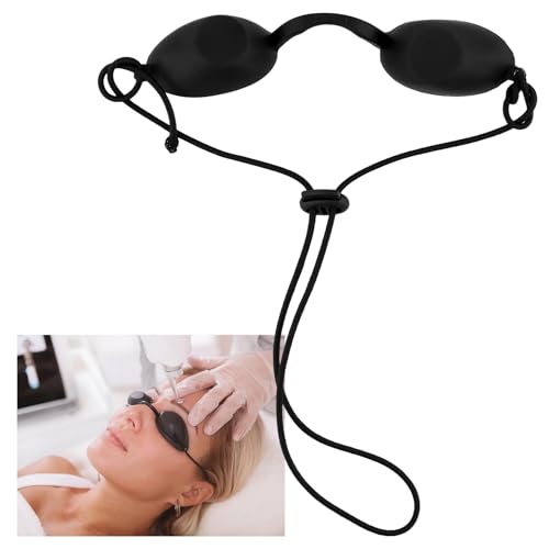 Dewocke Gafas de Seguridad UV, Gafas de Seguridad LED, Protección Láser, Ajustables, Bronceado, para Belleza Láser,Depilación IPL,Protección UV - Negro
