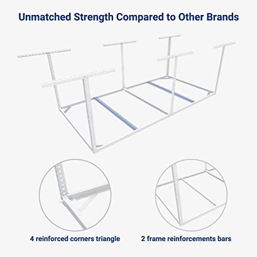 Image of FLEXIMOUNTS 4x8 Overhead Garage Storage Rack, 2 Pack, White