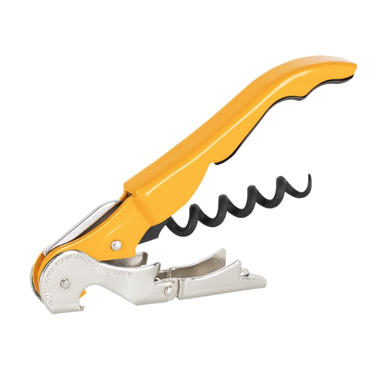 PULLTAP'S GENUINE Classic 500 para ZURDOS (Amarillo) Abridor de Vino, Sacacorchos de camarero profesional. Incluye doble palanca articulada, navaja cortacápsulas y abridor. Fabricado en España