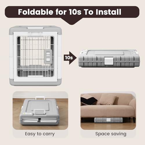 Collapsible Dog Crate for Medium/Small Dogs - 28" L Foldable Dog Cage No-Tool Assembly, Travel Dog Crate with 2 Wheels - Easy to Carry, Space-Saving, Indoor Outdoor Use, 27.96"(L) X18.3(W) X20.87(H) by Gardner Pet - Image 5