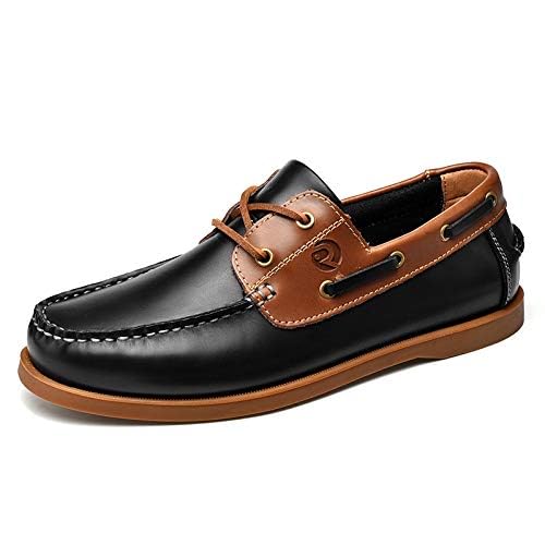 UPIShi Men's Leather Boat Shoe Casual Handsewn Moccasin Toe Comfort Loafers2