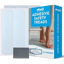 SlipX Solutions Protected Wide Adhesive Safety Treads | Shower, Step, Bathtub Non Slip Strips | 8" Anti Slip Shower Stickers | Bath Accessories - 12 Large Power Grip Floor Grips, Clear