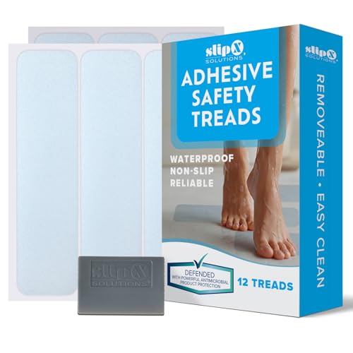 SlipX Solutions Wide Non Slip Bathtub Stickers, 12 Strip Treads, 8x2, Clear by SlipX Solutions - Used condition - US$8.01