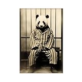 Photo Gallery panda in prigione che indossa un abito a righe, divertente stampa vintage con animali, fotografia retrò con panda, decorazione da parete vintage, decorazione per la casa, stampabile, poster su tela ai Photo Gallery panda in prigione che indossa un abito a righe, divertente stampa vintage con animali, fotografia retrò con panda, decorazione da parete vintage, decorazione per la casa, stampabile, poster su tela ai