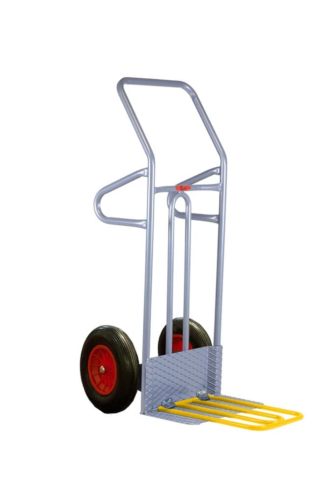 Svelt Carrello Professionale da Cantiere in Acciaio – Ruote Pneumatiche Maggiorate Ø 400 mm, Pedana Ribaltabile, Portata 250 Kg