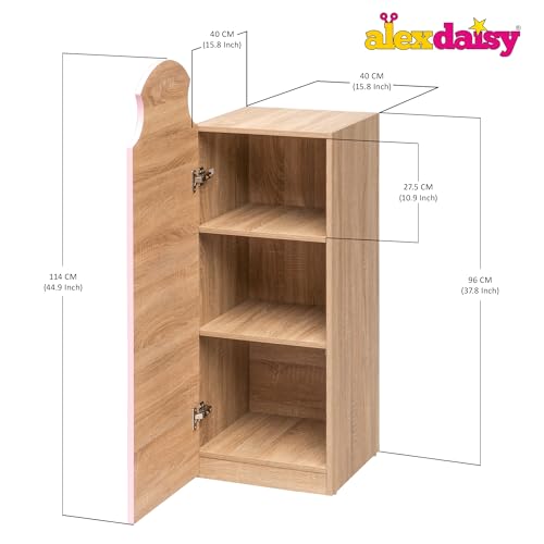 Image of Alex Daisy Holland Storage Cabinet Wardrobe Bookshelf for Kids Boys & Girls | Chemical-Free Soft-Close Scratch-Resistant Engineered Wood | Adjustable Shelves | Year Warranty (Pink)