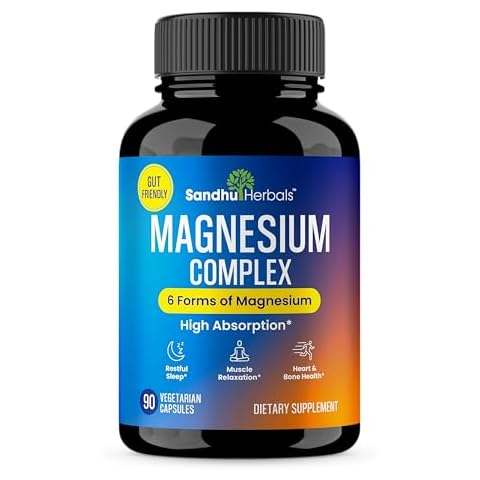 Magnesium Complex Supplement 90 Capsules 500mg | with Magnesium Glycinate, Lysinate Glycinate, Citrate, Oxide, Aspartate, Malate & Zinc | High Absorption Vegetarian Capsules | for Men and Women Cover