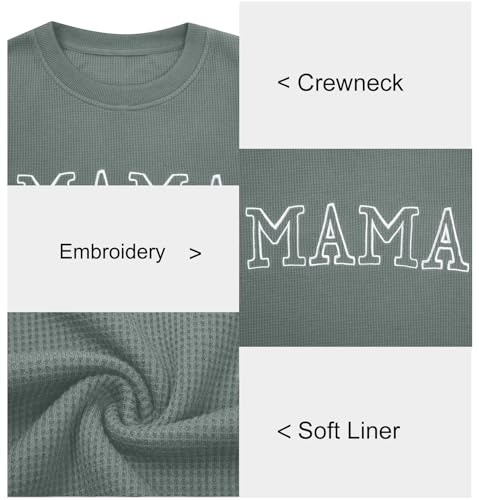 ASTANFY Mama Sweatshirts Women Embroidered Mama Shirt Mom Crewneck Pullover Casual Long Sleeve Tee Top — view 5