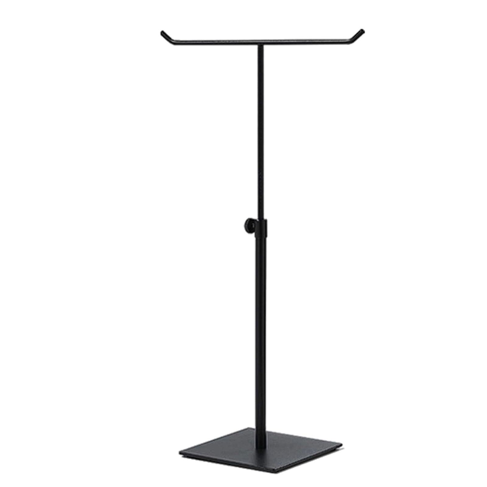 WxuuLTGJR T-Shaped Jewelry Display Stand Adjustable Earring Tower Rack Metal Jewelry Easel Stand Holder with Square Base Chains Showcase(Nero)