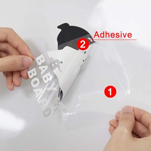 Image of YOURKARTS.COM Car Decorative Stickers - Waterproof & Fade-Proof Sporty Stripe Design for Bonnet, Roof, Doors, and Sides | Easy to Apply Vinyl Wrap (Baby on Board Car Sticker Black)