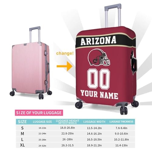 Image of Custom Arizona Luggage Cover Personalized Football Style Suitcase Cover with Name Number Customized Washable Elastic Sports Travel Suitcase Protector for Business Vacation Gifts