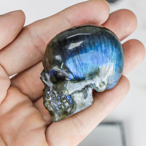 Figura calavera de cristal labradorita 1.8 pulg miniatura 2