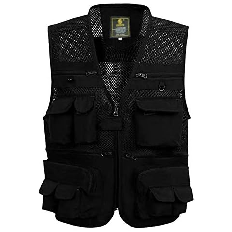 Gihuo Men's Summer Outdoor Work Safari Fishing Travel Vest With Pockets (Small, Black-mesh) Cover