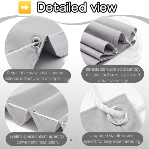 Toldo Vela Rectangular para Balcón Pequeño y Porche de Jardín Gris Claro 4