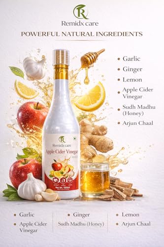 Image of Apple Cider Vinegar Juice Herbal Liquid Drink with Garlic Ginger Lemon Honey Arjun Chaal Natural Wellness Beverage for Men & Women 1000ml