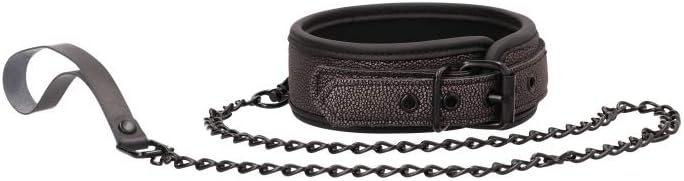 Ouch Elegant Collar W/Leash TitaniumGrey OU247GRY