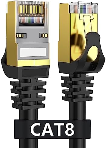 Cat 8 Ethernet Cable 5 ft Shielded, Indoor&Outdoor, Heavy Duty High Speed Direct Burial 26AWG Cat8 Network Wire, 40Gbps 2000Mhz SFTP Patch Cord, In Wall&Weatherproof RJ45 Cable for Router/Modem/Xbox
