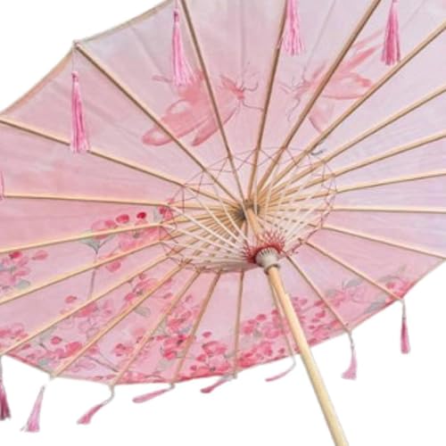 Sombrilla oriental de papel aceitado tradicional hecha a mano estilo asiático retro de 32" 3