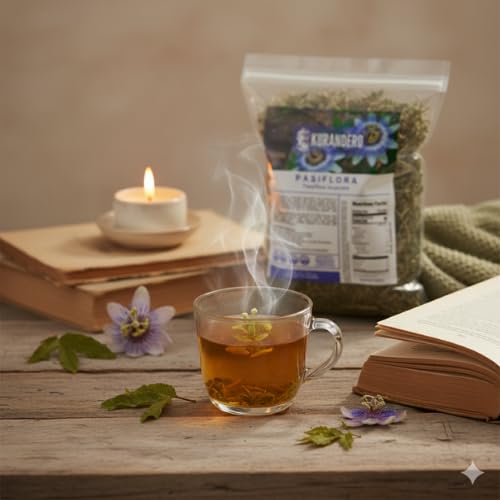Miniatura 6 de KURANDERO Té de pasiflora 4 oz (113 g) - Hojas de Pasiflora 100% naturales (Passiflora incarnata) - Infusión de hierbas de hojas sueltas, sin OMG,