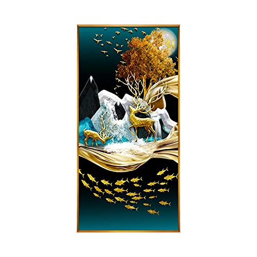 Kits Peinture Diamant Cerf Fortune pour Décoration Murale Salon