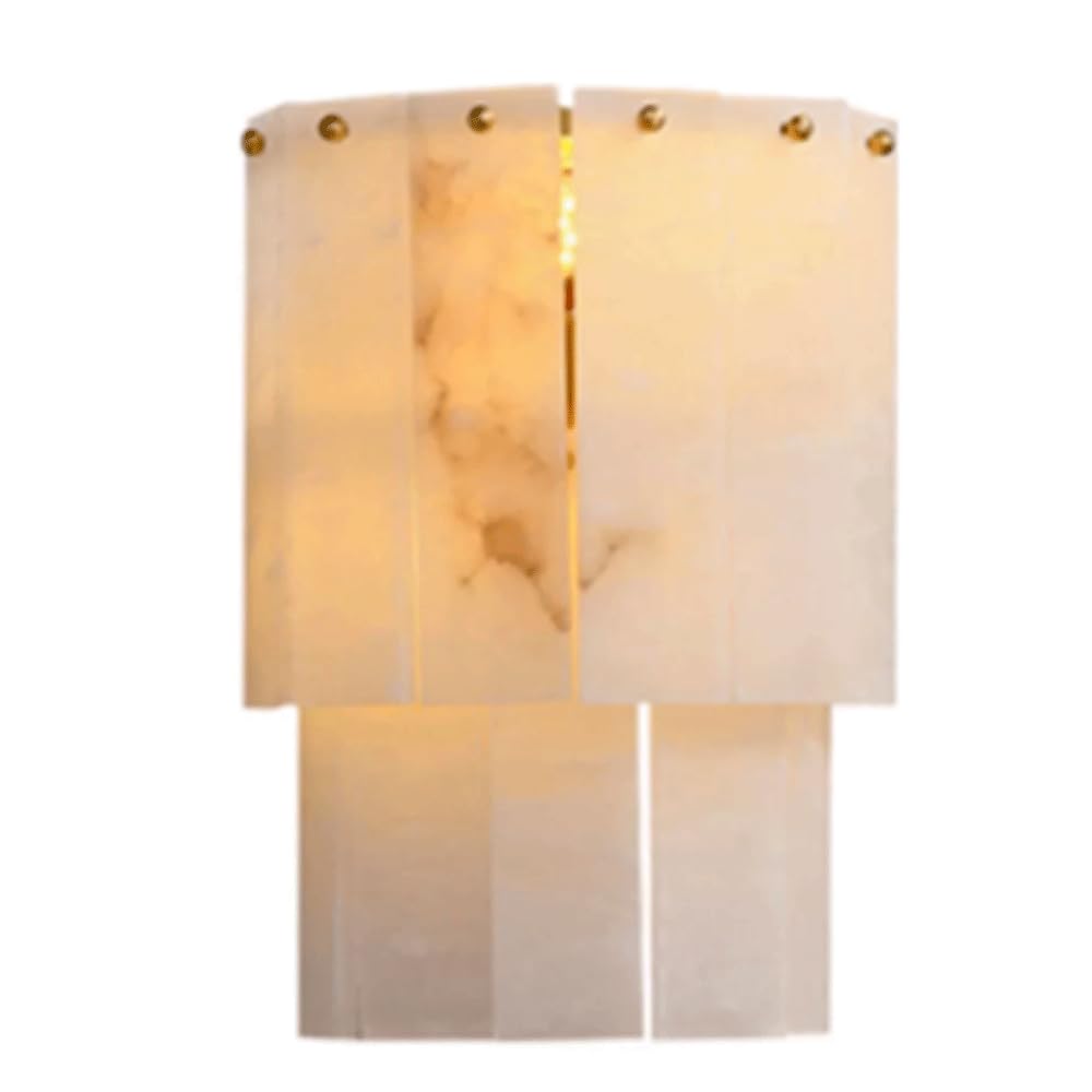 SHUANGZ Living Room Wall Sconces,11 Inch Natural Alabaster Wall Sconce Japanese Style Copper Wall Mounted Lamp,LED Wall Mount Wall Lights for Dining Room Staircase Porch Cloakroom Entrance